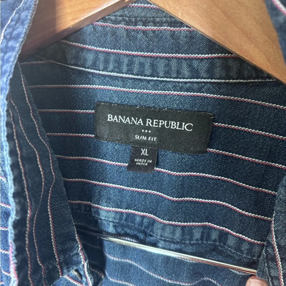 Banana Republic denim Navy Striped Casual Shirt